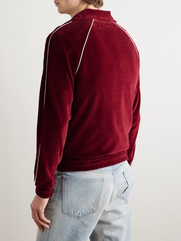 Slim-Fit Logo-Embroidered Cotton-Blend Velour Track Jacket - BK