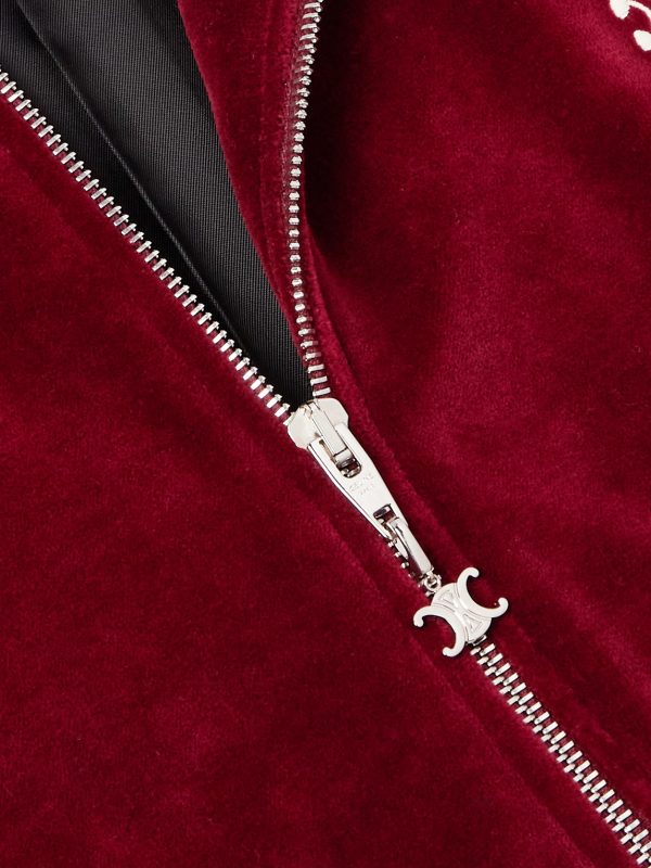 Slim-Fit Logo-Embroidered Cotton-Blend Velour Track Jacket - CU