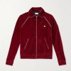 Slim-Fit Logo-Embroidered Cotton-Blend Velour Track Jacket
