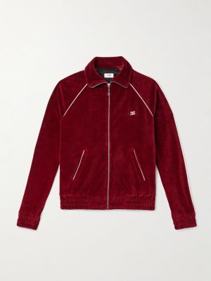 Slim-Fit Logo-Embroidered Cotton-Blend Velour Track Jacket Slim-Fit Logo-Embroidered Cotton-Blend Velour Track Jacket
