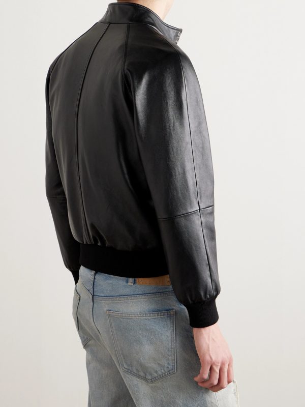 Slim-Fit Leather Blouson Jacket - BK Slim-Fit Leather Blouson Jacket - BK