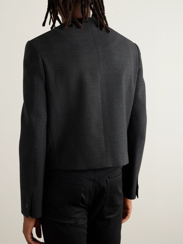 Pinstriped Wool and Silk-Blend Gabardine Blazer - BK Pinstriped Wool and Silk-Blend Gabardine Blazer - BK