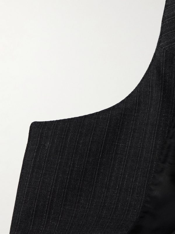 Pinstriped Wool and Silk-Blend Gabardine Blazer - E1 Pinstriped Wool and Silk-Blend Gabardine Blazer - E1