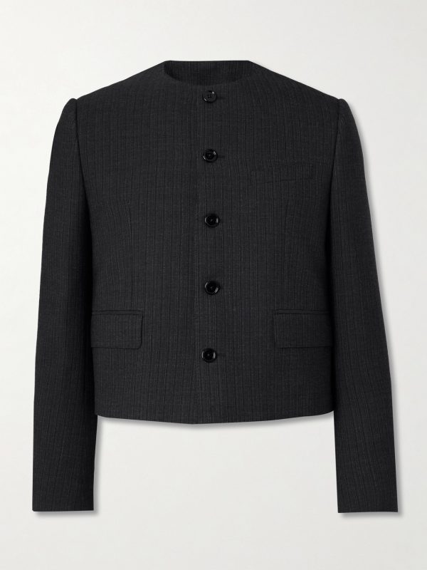 Pinstriped Wool and Silk-Blend Gabardine Blazer Pinstriped Wool and Silk-Blend Gabardine Blazer