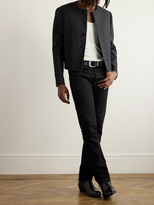 Pinstriped Wool and Silk-Blend Gabardine Blazer - OU Pinstriped Wool and Silk-Blend Gabardine Blazer - OU