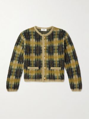 Checked Brushed Jacquard-Knit Cardigan Checked Brushed Jacquard-Knit Cardigan