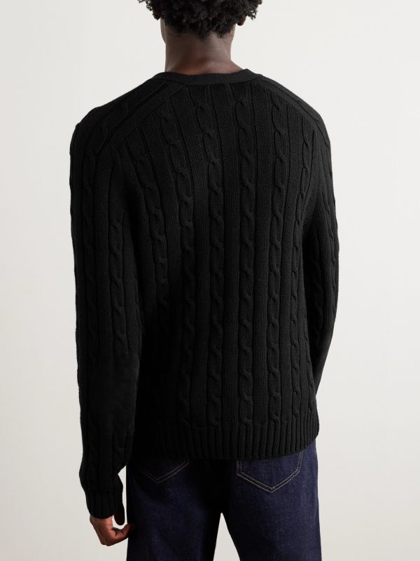 Logo-Embroidered Cable-Knit Cashmere Cardigan - BK Logo-Embroidered Cable-Knit Cashmere Cardigan - BK