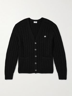 Logo-Embroidered Cable-Knit Cashmere Cardigan Logo-Embroidered Cable-Knit Cashmere Cardigan