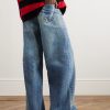 Wide-Leg Distressed Jeans - BK