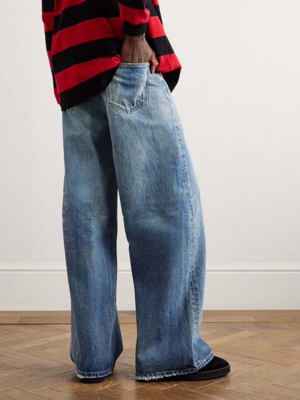 Wide-Leg Distressed Jeans - BK