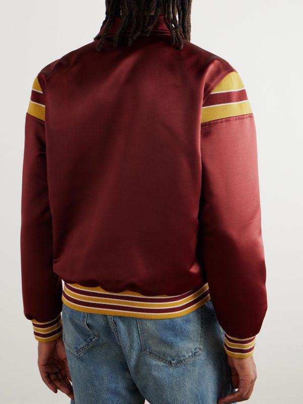 Teddy Logo-Embroidered Satin Varsity Jacket - BK Teddy Logo-Embroidered Satin Varsity Jacket - BK