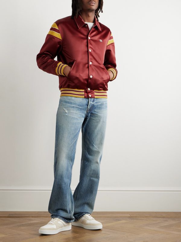 Teddy Logo-Embroidered Satin Varsity Jacket - OU Teddy Logo-Embroidered Satin Varsity Jacket - OU