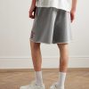 Straight-Leg Logo-Flocked Cotton-Jersey Drawstring Shorts - BK Straight-Leg Logo-Flocked Cotton-Jersey Drawstring Shorts - BK