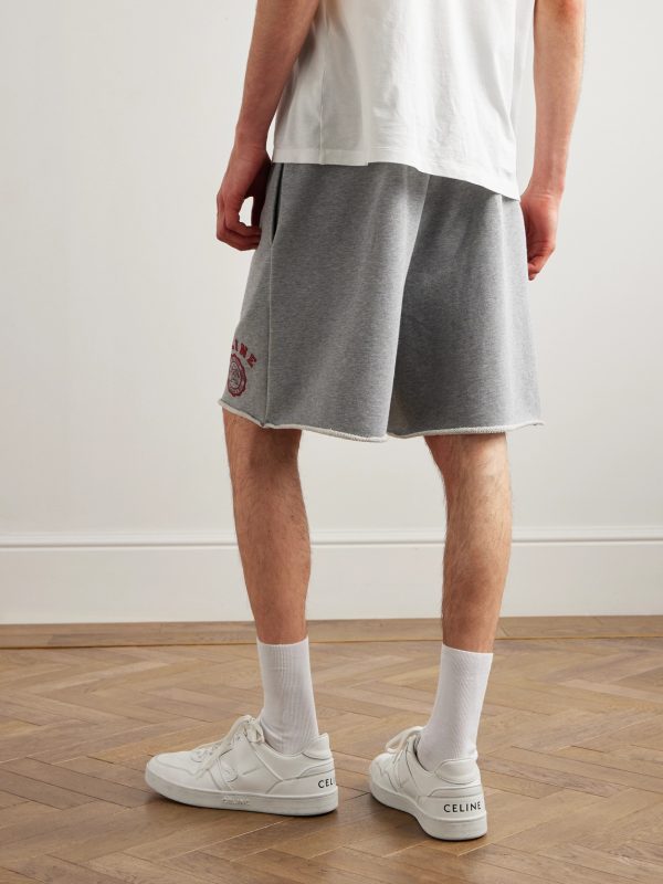 Straight-Leg Logo-Flocked Cotton-Jersey Drawstring Shorts - BK Straight-Leg Logo-Flocked Cotton-Jersey Drawstring Shorts - BK