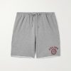 Straight-Leg Logo-Flocked Cotton-Jersey Drawstring Shorts Straight-Leg Logo-Flocked Cotton-Jersey Drawstring Shorts