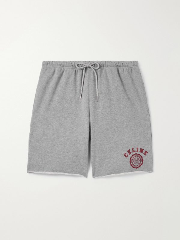 Straight-Leg Logo-Flocked Cotton-Jersey Drawstring Shorts Straight-Leg Logo-Flocked Cotton-Jersey Drawstring Shorts