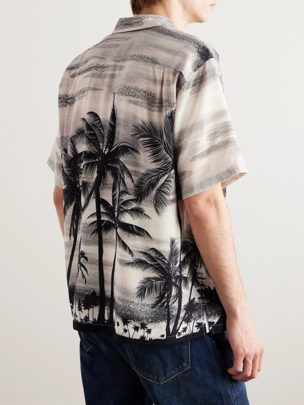 Hawaii Camp-Collar Printed Silk Crepe de Chine Shirt - BK Hawaii Camp-Collar Printed Silk Crepe de Chine Shirt - BK