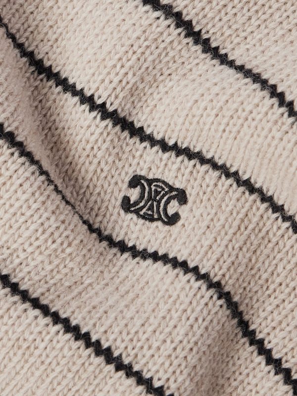 Logo-Embroidered Striped Wool Sweater - CU Logo-Embroidered Striped Wool Sweater - CU