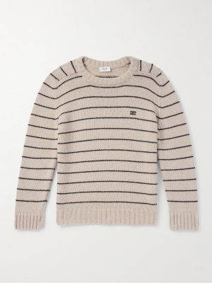 Logo-Embroidered Striped Wool Sweater Logo-Embroidered Striped Wool Sweater
