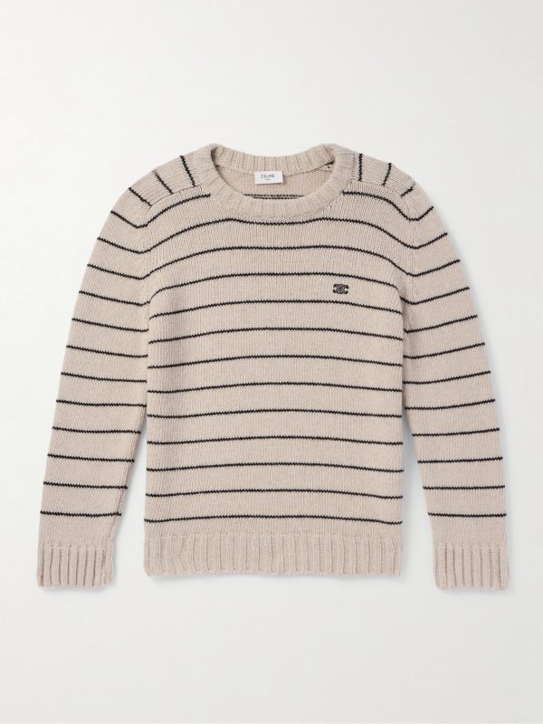 Logo-Embroidered Striped Wool Sweater Logo-Embroidered Striped Wool Sweater