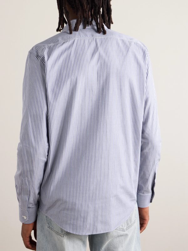 Slim-Fit Logo-Embroidered Striped Cotton Shirt - BK