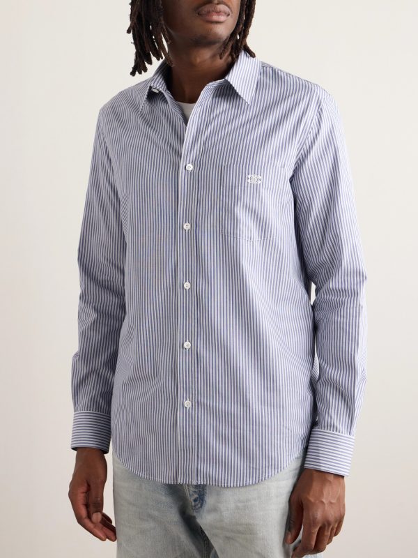 Slim-Fit Logo-Embroidered Striped Cotton Shirt - FR