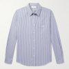 Slim-Fit Logo-Embroidered Striped Cotton Shirt