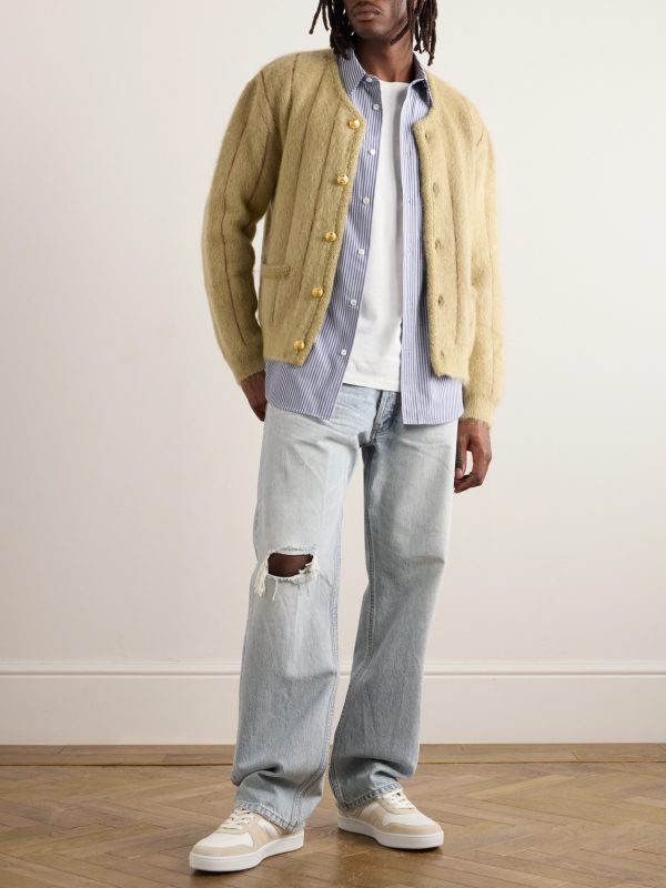 Slim-Fit Logo-Embroidered Striped Cotton Shirt - OU