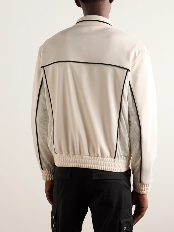 Logo-Embroidered Mesh-Trimmed Jersey Track Jacket - BK