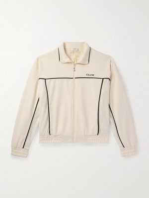 Logo-Embroidered Mesh-Trimmed Jersey Track Jacket Logo-Embroidered Mesh-Trimmed Jersey Track Jacket