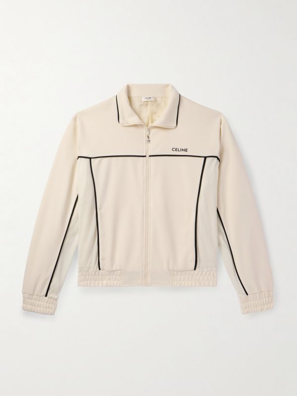 Logo-Embroidered Mesh-Trimmed Jersey Track Jacket