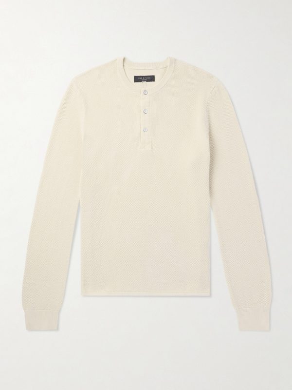 Dexter Honeycomb-Knit Organic Cotton Henley T-Shirt Dexter Honeycomb-Knit Organic Cotton Henley T-Shirt