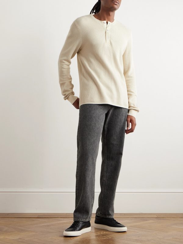Dexter Honeycomb-Knit Organic Cotton Henley T-Shirt - OU Dexter Honeycomb-Knit Organic Cotton Henley T-Shirt - OU