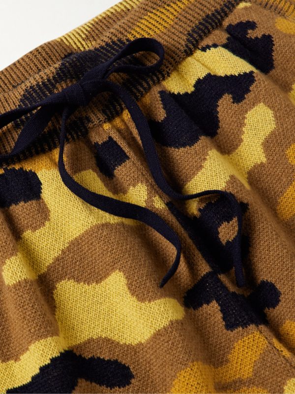 Straight-Leg Camouflage-Jacquard Cashmere Drawstring Shorts - CU Straight-Leg Camouflage-Jacquard Cashmere Drawstring Shorts - CU
