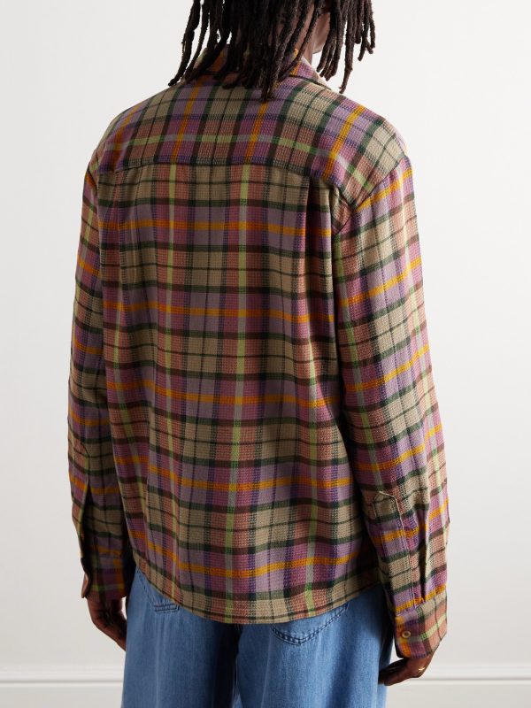 Burnout Camp-Collar Checked Wool Shirt - BK Burnout Camp-Collar Checked Wool Shirt - BK