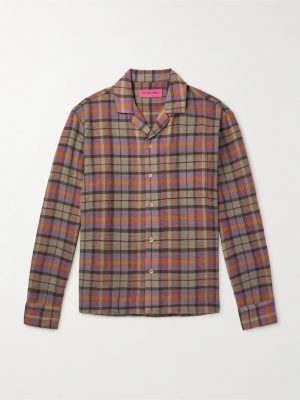 Burnout Camp-Collar Checked Wool Shirt