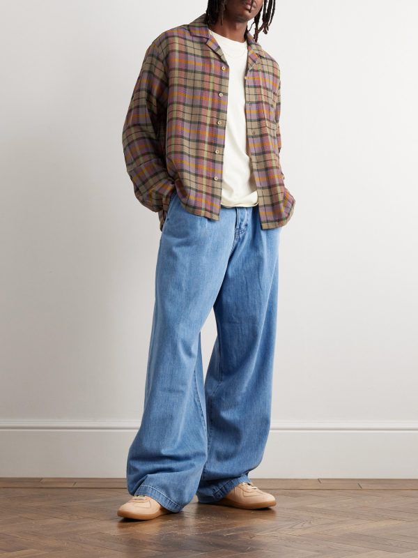 Burnout Camp-Collar Checked Wool Shirt - OU Burnout Camp-Collar Checked Wool Shirt - OU