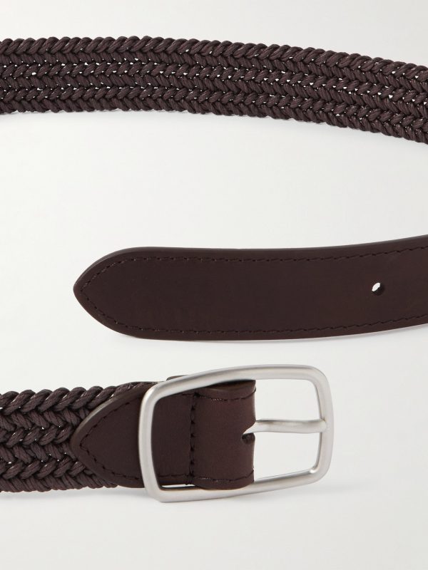 3cm Leather-Trimmed Woven Cotton Belt - E1 3cm Leather-Trimmed Woven Cotton Belt - E1