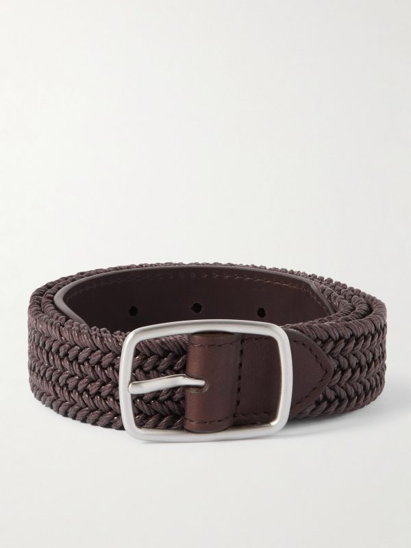 3cm Leather-Trimmed Woven Cotton Belt 3cm Leather-Trimmed Woven Cotton Belt