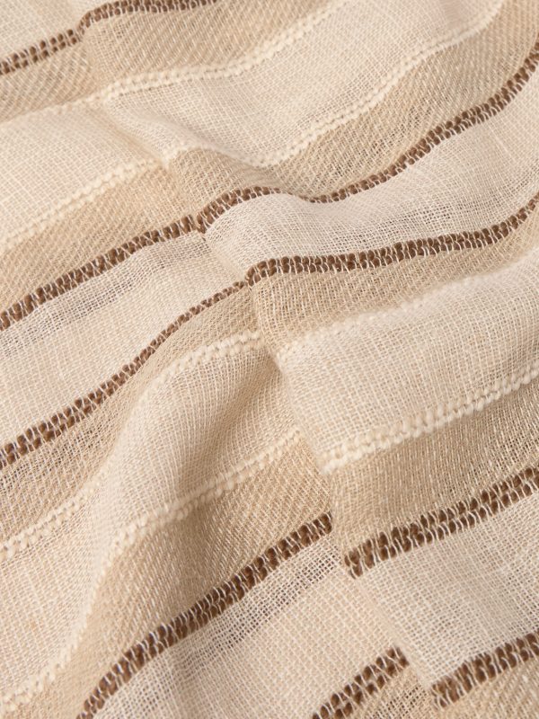 Nakaumi Frayed Striped Silk, Linen and Cotton-Blend Scarf - CU
