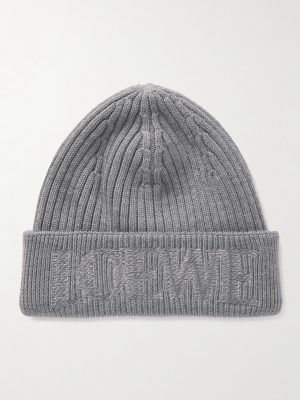 Logo-Embroidered Ribbed Wool Beanie