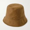 Reversible Leather-Trimmed Waxed Cotton-Canvas and Wool-Blend Bucket Hat - BK Reversible Leather-Trimmed Waxed Cotton-Canvas and Wool-Blend Bucket Hat - BK