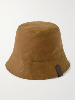 Reversible Leather-Trimmed Waxed Cotton-Canvas and Wool-Blend Bucket Hat Reversible Leather-Trimmed Waxed Cotton-Canvas and Wool-Blend Bucket Hat