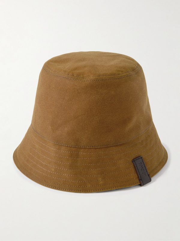 Reversible Leather-Trimmed Waxed Cotton-Canvas and Wool-Blend Bucket Hat Reversible Leather-Trimmed Waxed Cotton-Canvas and Wool-Blend Bucket Hat