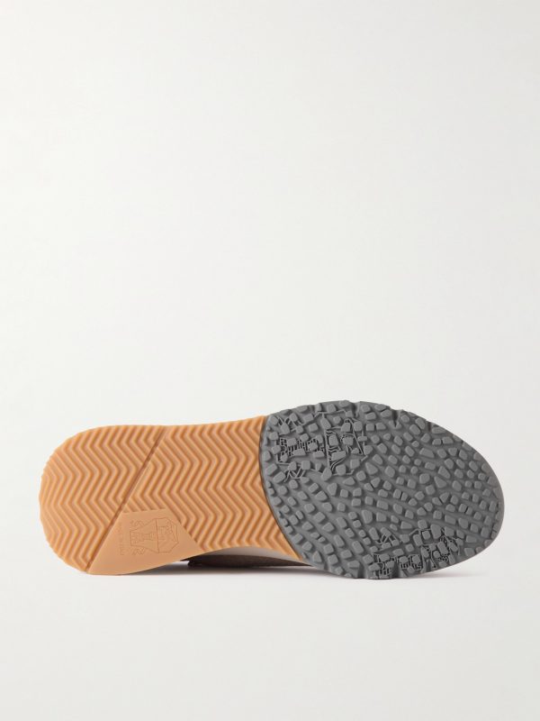 Leather-Trimmed Stretch-Knit Sneakers - E1 Leather-Trimmed Stretch-Knit Sneakers - E1