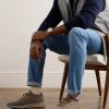 Leather-Trimmed Stretch-Knit Sneakers - OU Leather-Trimmed Stretch-Knit Sneakers - OU