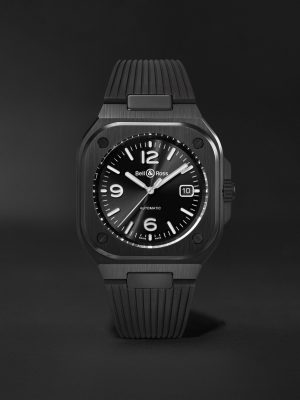 BR 05 Automatic 40mm Stainless Steel and Rubber Watch, Ref. No. BR05A-BL-CE/SRB
