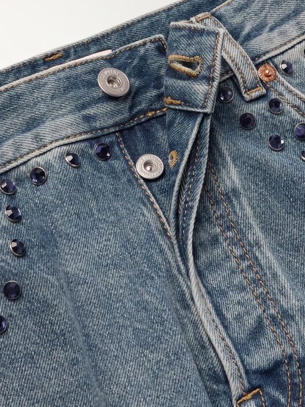 Straight-Leg Crystal-Embellished Jeans - E1