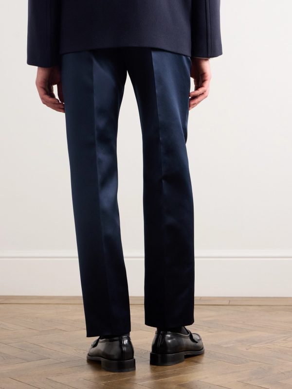 Tapered Silk-Satin Trousers - BK Tapered Silk-Satin Trousers - BK