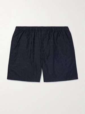 Straight-Leg Mid-Length Logo-Jacquard Swim Shorts